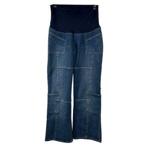 Vintage Ramilee Maternity Cargo Jeans Size 3 M/L 10/12? Stretch Denim Blue Used